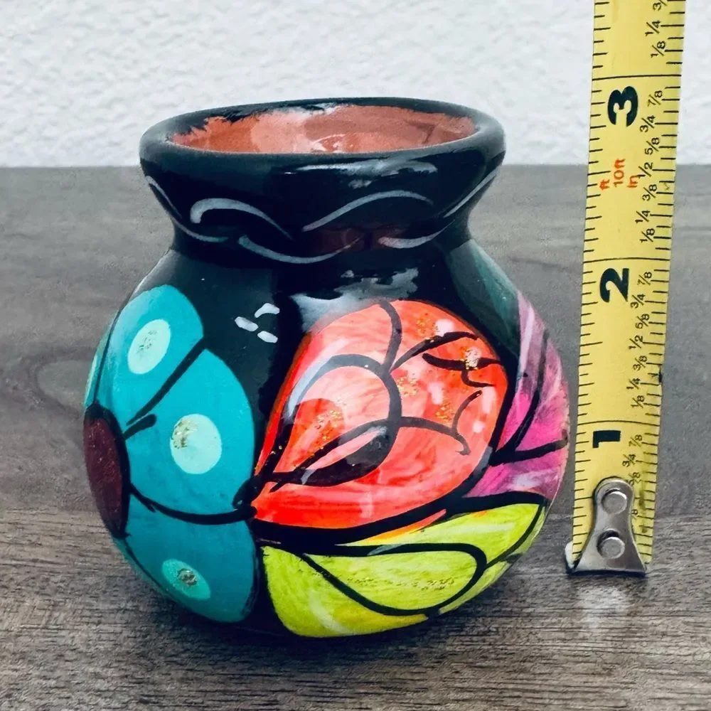 Mexican Pottery Floral Jar Vase